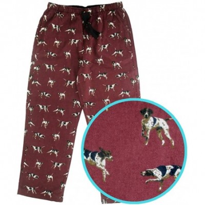 Sleep Bottoms Men's Animal Wolf Penguin Polar Bear Print Soft Flannel Pajama Bottoms - Maroon Background Dogs - CX19549SEW5