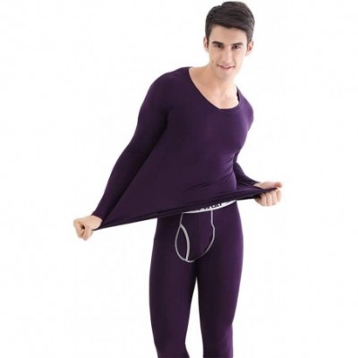 Thermal Underwear Thermal Underwear-Winter Warm Seamless Elastic Thermal Underwear Inner Wear Clothes Women and Men - Purple ...