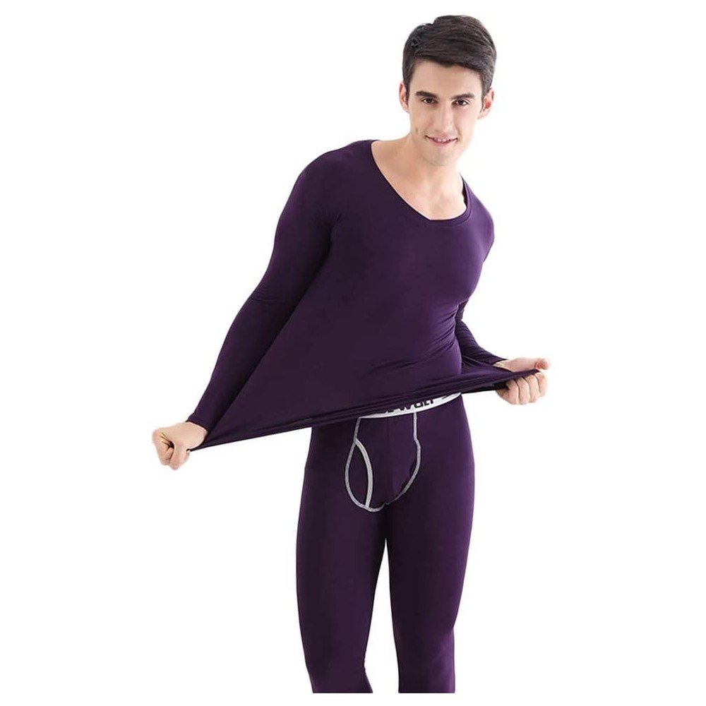 Thermal Underwear Thermal Underwear-Winter Warm Seamless Elastic Thermal Underwear Inner Wear Clothes Women and Men - Purple ...