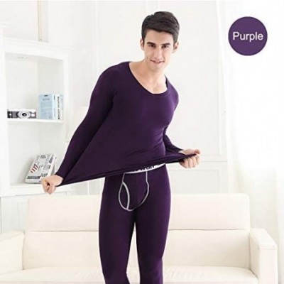 Thermal Underwear Thermal Underwear-Winter Warm Seamless Elastic Thermal Underwear Inner Wear Clothes Women and Men - Purple ...