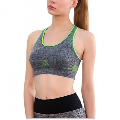 Bras Women's Ruched Sport Bras - Hex Textured Padded Mid Support Workout Yoga Tank Tops Shapewear Activewear - Z_green - CA19...