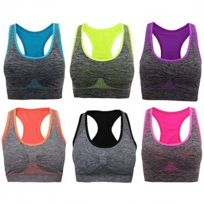 Bras Women's Ruched Sport Bras - Hex Textured Padded Mid Support Workout Yoga Tank Tops Shapewear Activewear - Z_green - CA19...