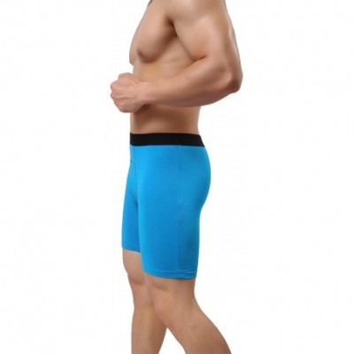 Boxer Briefs Men's Cotton Boxer Briefs Long Leg Underwear No Ride Up Stretch with Open Fly - 1 Pack Light Blue - C318CIL8CUM