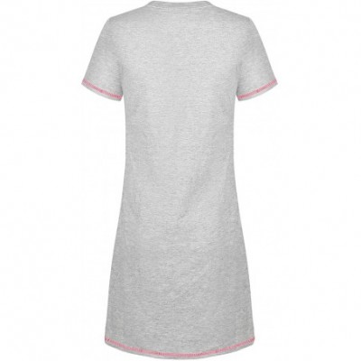 Nightgowns & Sleepshirts Women's Printed Short Sleeve Pure Cotton Sleepwear Nightgown - Heather Gray5 - C619D7DT7RZ