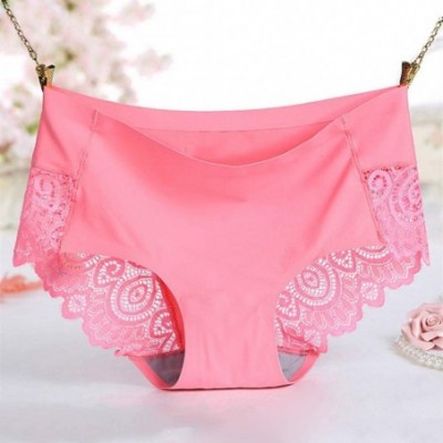 Panties Panties- 1 Pack Women Hollow Out Lace Flower Briefs Solid Color Seamless Underwear Gift for Lover Girlfriend Rose Red...