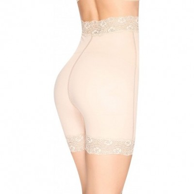 Shapewear 7115 - Women's Medium Control Mid-Thigh Lace Trim Shapewear - Nude - CB119GW5Y9R