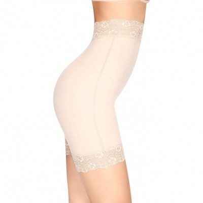 Shapewear 7115 - Women's Medium Control Mid-Thigh Lace Trim Shapewear - Nude - CB119GW5Y9R