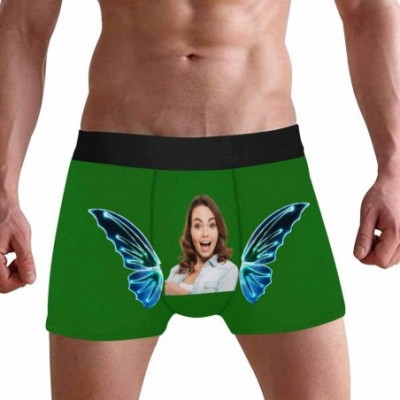 Boxers Custom Face Boxers Briefs for Men Boyfriend- Customized Underwear with Picture Butterfly Wings All Gray Stripe - Multi...