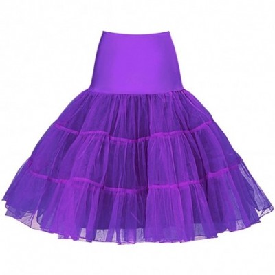 Slips Women's 50s Vintage Petticoat Tutu Underskirt Slips - Purple - CZ12HP4EYEN