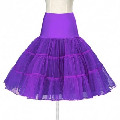 Slips Women's 50s Vintage Petticoat Tutu Underskirt Slips - Purple - CZ12HP4EYEN