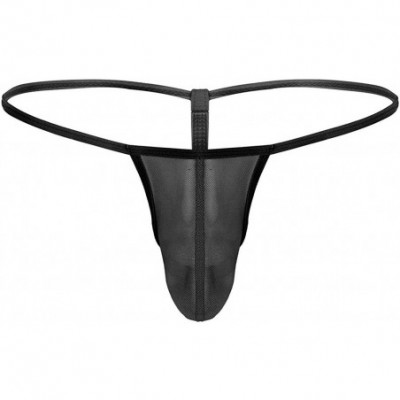 G-Strings & Thongs Men's Mesh See Through Thongs G-String T-Back Bikini Underwear - Black - CR18HCZD4MM