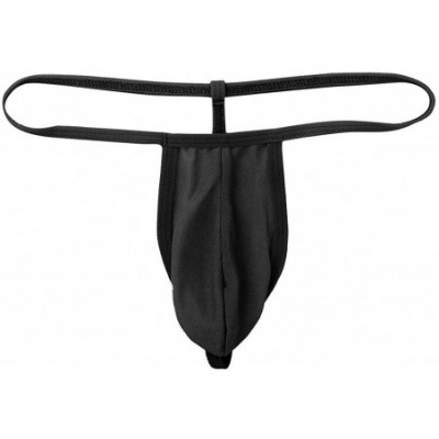 G-Strings & Thongs Men's Mesh See Through Thongs G-String T-Back Bikini Underwear - Black - CR18HCZD4MM