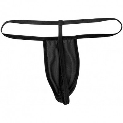 G-Strings & Thongs Men's Mesh See Through Thongs G-String T-Back Bikini Underwear - Black - CR18HCZD4MM