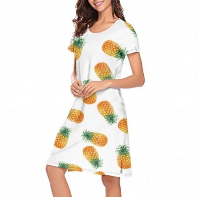 Tops Crewneck Short Sleeve Nightgown Sunflower Printed Nightdress Sleepwear Women Pajamas Cute - Ananas - CG18WZ03DGQ