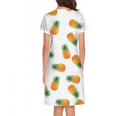 Tops Crewneck Short Sleeve Nightgown Sunflower Printed Nightdress Sleepwear Women Pajamas Cute - Ananas - CG18WZ03DGQ