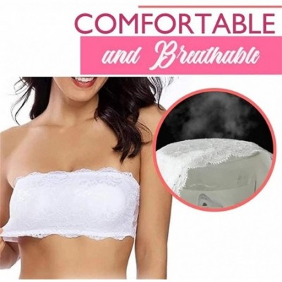 Bras Lacey Tube Bra LaxChic Everyday Lace Bra Delicate Divine Bandeau - White3 - C9197ZKWT42