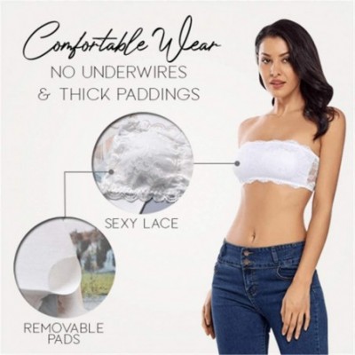 Bras Lacey Tube Bra LaxChic Everyday Lace Bra Delicate Divine Bandeau - White3 - C9197ZKWT42