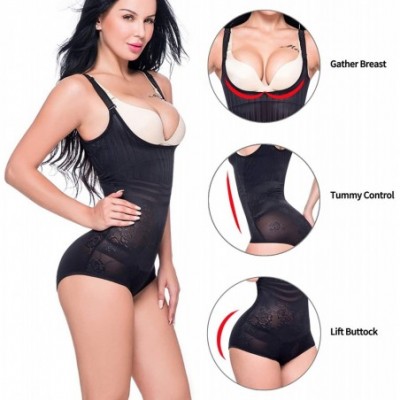 Shapewear Womens Open Bust Shapewear Bodysuit Tummy Control Shaping Bodysuit Full Body Shaper Slimmer Briefer - Black -1 - CG...