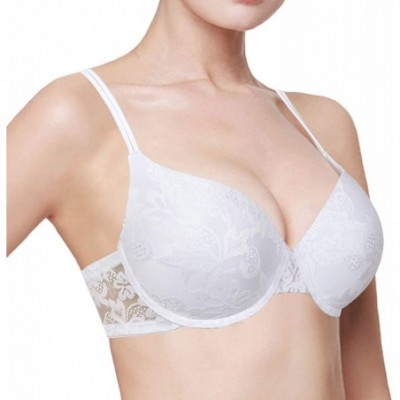 Bras Push up Padded Lace Underwire Plunge Everyday Basic T Shirt Bra for Women - White - C818Y0Z9R7Q