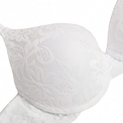 Bras Push up Padded Lace Underwire Plunge Everyday Basic T Shirt Bra for Women - White - C818Y0Z9R7Q