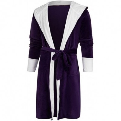 Robes Winter Plush Lined Robe for Women Thick Warm Hooded Pajamas with Belt Soft Bathrobe Sleepwear Oversize Home Clothes - P...