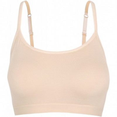 Camisoles & Tanks Sports Bra for Women Padded Crop Tank Top Compression Fits 3/2/1 Pack - Strappy Beige - CU18G467OHS