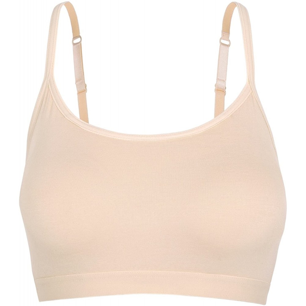 Camisoles & Tanks Sports Bra for Women Padded Crop Tank Top Compression Fits 3/2/1 Pack - Strappy Beige - CU18G467OHS