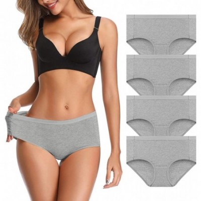 Panties Womens Underwear Mid Waist Full Coverage Breathable Ladies Briefs Panties for Women - Grey-4 Pack - CL18Y7N3TSE