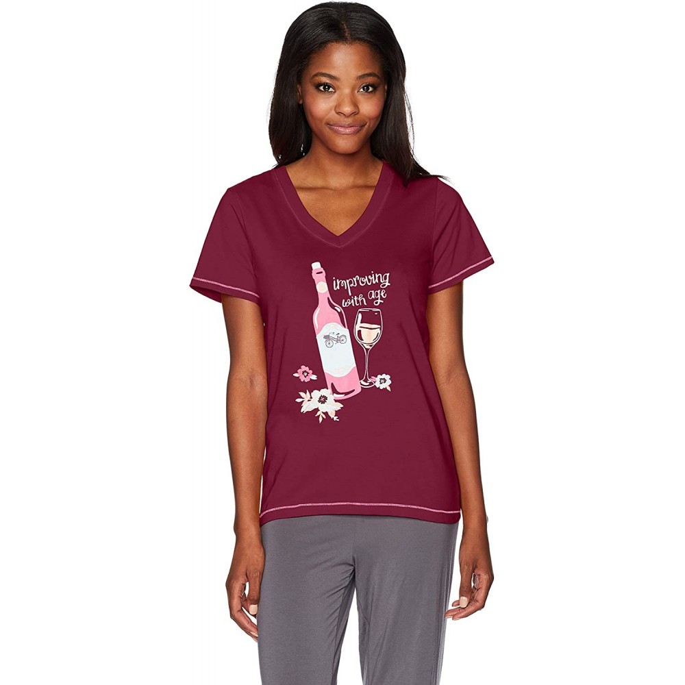 Tops Women's Classic Pajama Tees - Wine Tasting - C417Z5G8HDK