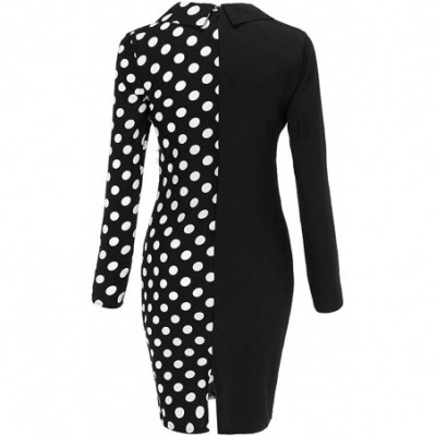 Accessories Women Turn Down Neck Long Sleeve Buttons Striped Patchwork Bodycon Blazer Dress - Black - CW194HXON3S