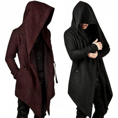 Thermal Underwear Mens Casual Hooded Cardigan Sweater Shawl Collar Open Front Draped Slim Fit Long Coat Outwear with Pocket -...