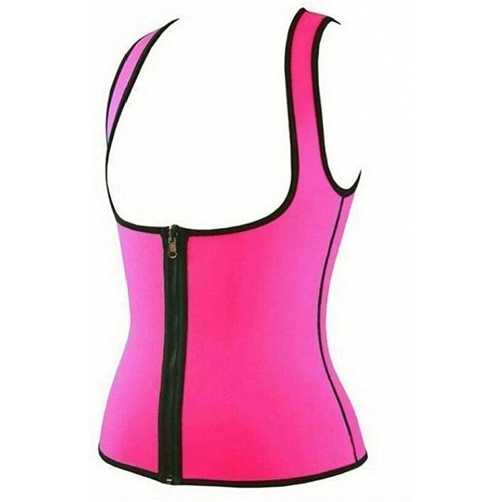 Bustiers & Corsets Waist Trainer Corset Sweat Vest-Women Weight Loss Body Shaper Workout Tank Tops - Hot Pink - C81965D5TU3