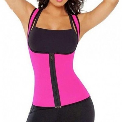 Bustiers & Corsets Waist Trainer Corset Sweat Vest-Women Weight Loss Body Shaper Workout Tank Tops - Hot Pink - C81965D5TU3