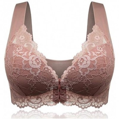 Accessories Front Cross Breathable Silk Bra Solid Color Curved Gathered Bra - P-pink - C2193N07L54