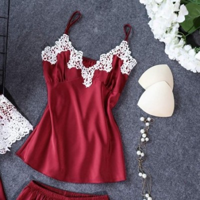 Nightgowns & Sleepshirts Women Pajama Sets Ladies Sexy Plus Size Sling Loose Robe Dress Babydoll Nightdress 4pcs Set - Red - ...