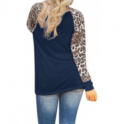 Thermal Underwear Women's Leopard Print Color Block Shirts Crewneck Sweatshirts Casual Long Sleeve Patchwork Pullover Tops - ...