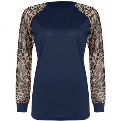 Thermal Underwear Women's Leopard Print Color Block Shirts Crewneck Sweatshirts Casual Long Sleeve Patchwork Pullover Tops - ...