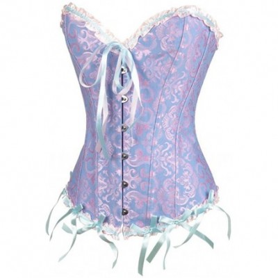 Bustiers & Corsets Women Lace Boned Plus Size Corset Overbust Bustier Top Waist Cincher Bodyshaper - Purple - C318NEMZ8XQ