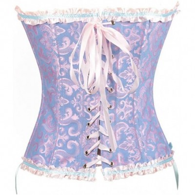 Bustiers & Corsets Women Lace Boned Plus Size Corset Overbust Bustier Top Waist Cincher Bodyshaper - Purple - C318NEMZ8XQ