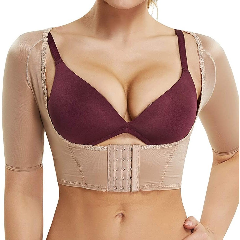 Shapewear Upper Arm Compression Sleeve Vest for Women Posture Corrector Back Support Slimming Crop Tops - Beige - CM198957CY2