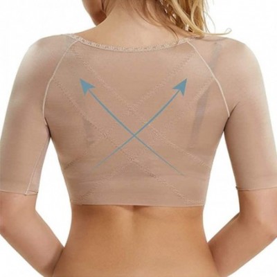 Shapewear Upper Arm Compression Sleeve Vest for Women Posture Corrector Back Support Slimming Crop Tops - Beige - CM198957CY2