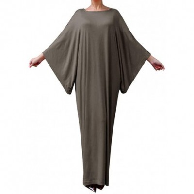 Robes Ramadan Women Prayer Batwing Sleeve Abaya Muslim Islamic Maxi Dress Arab Robe Clothes - Gray - C8197KAS2KN