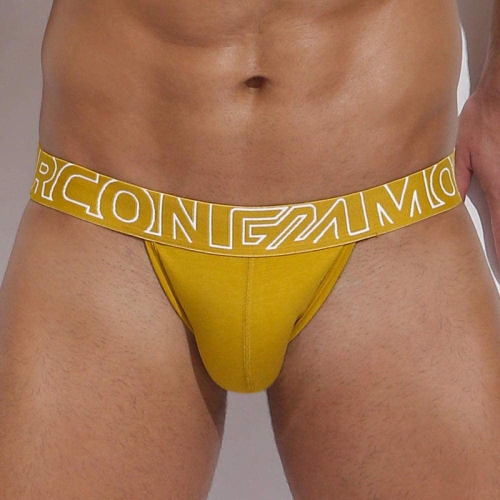 G-Strings & Thongs Modal Fabric Underwear Men's Low Waist Thong Soft Breathable Men's Thong-Golden_XXL_China - Golden - CO19D...