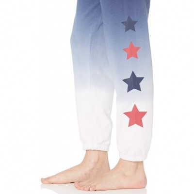 Bottoms Women's Open Leg Sleepwear Pajama Pant - Usa Love Navy - CX18LTNK5I7