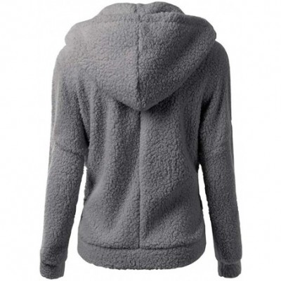 Thermal Underwear Faux Fur Jacket Women Hooded Sweater Coats Winter Warm Wool Zipper Cotton Outwear - Gray - CS19234R8YH