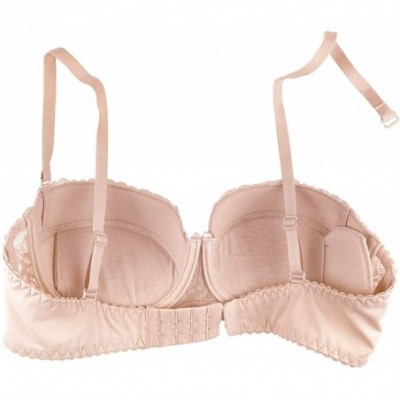 Bras Women's Strapless Pushup Bandeau Lace Sexy Bra - Nude - CG18M6G4AOH