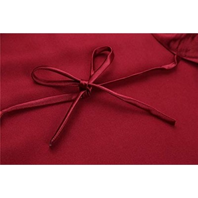 Robes Women's Plus Size Silky Robes Pure Color Short Satin Bathrobes for Wedding - Wine Red - CZ196EGIEXA