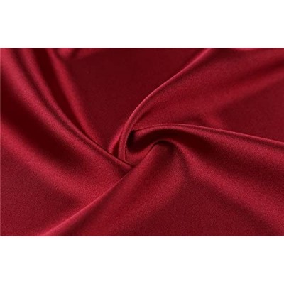 Robes Women's Plus Size Silky Robes Pure Color Short Satin Bathrobes for Wedding - Wine Red - CZ196EGIEXA