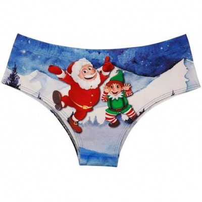 Baby Dolls & Chemises Women Cute Christmas Underwears Briefs Gifts with Novelty Design - Blue - CI192RKXDOY