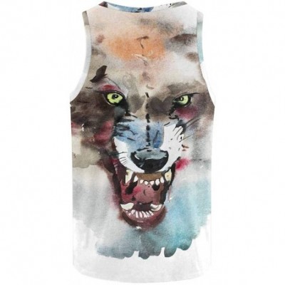 Undershirts Men's Muscle Gym Workout Training Sleeveless Tank Top Wolf Animal - Multi3 - CE19D0G2EUR